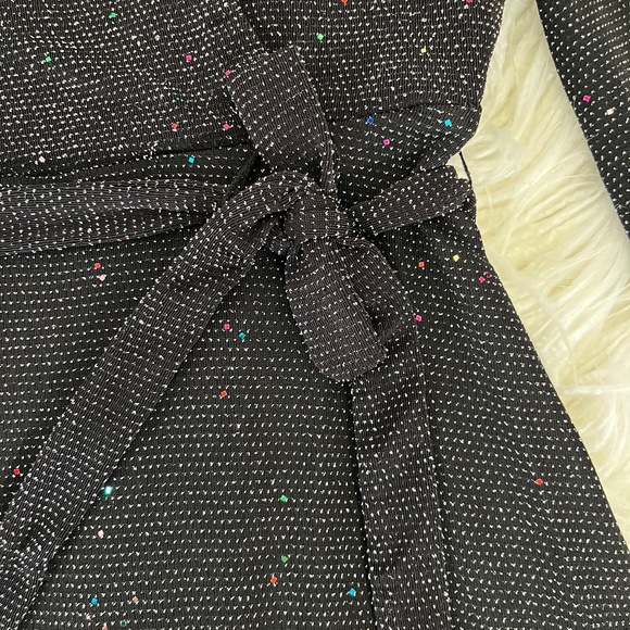 BLUSH by US Angels "Faux Wrapknit dress in Black Sparkle" NWT - Picture 3 of 4